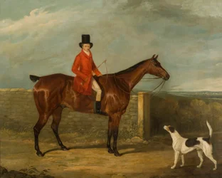 1825年、馬に着席した狩猟用服装のジョンホールケント