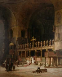 1869年、ベネチアのサンマルコ寺院の内部。