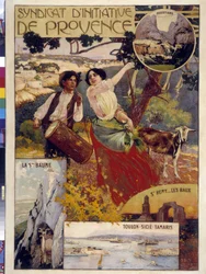 プロヴァンスのイニシアチブをとるシンジケート。イラストはダヴィッド・デレピアーヌ（1866-1932）。必須項目。Collection fondation regards de Provence (Dim in cm 100x81)