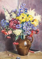 8月の花、20世紀（水彩）