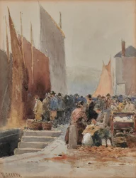 Harbour Scene: Arrival of fishing fleet   1420450   ja       japanese Successfully Translated  Original: Beauty Wearing a Summer Kimono, from the series “New Patterns of Brocade Woven in Utamaro Style" ("Nishiki-ori Utamaro-gata-shinmoyo") Translat: Beauty