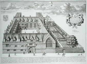 オックスフォード大学ジーザス・カレッジ、1675年に出版された「Oxonia Illustrata」より（エングレーヴィング）
