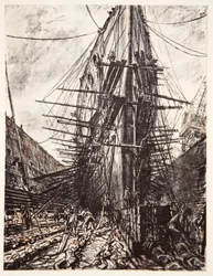 乾ドックに入ったHMSライオン、『西部戦線』（カントリー・ライフ社）の挿絵。