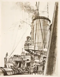 戦艦の後部甲板（「西部戦線」（カントリー・ライフ社刊）からのイラスト