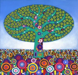 菩提樹も』2015年（キャンバスにアクリル画）