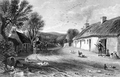 バーン・コテージ、ジョン・ウィルソンによる「バーンズの土地」のイラスト、1840年発行