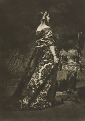 カメラワーク：ポートレート-ガウンと棺、1909。