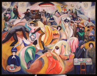 Un cabaret a Paris (パリのナイトクラブ) - Oeuvre de David Petrovich Sterenberg (1881-1948)、キャンバスに油彩