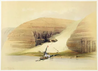 発掘されたアブシンベル神殿、ヌビア、エジプト、c1845
