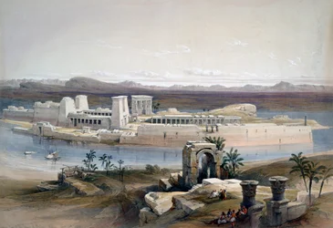 1838年、ヌビアのフィラエ島の全景