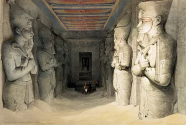 「アブシンベル神殿の内部」、ヌビア、エジプト、c1845