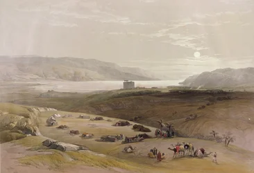 1839年4月3日のジェリコ、1842年にロンドンで出版されたLouis Haghe（1806-85）によって彫刻された「聖地」のボリュームIIから