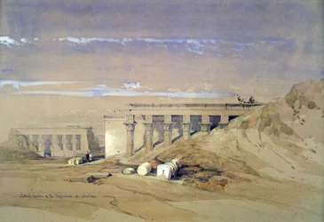 デンデラのティフォニウムの側面立面図」：デビッド・ロバーツ（1796-1864）スコットランド人画家による水彩画後のリトグラフ。古代エジプト考古学