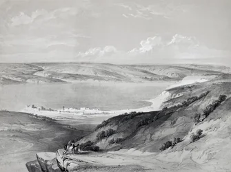 デヴィッド・ロバーツ（1796-1864）のリトグラフ「ガリラヤの海」（『聖地への航海』より