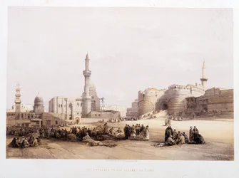 カイロ（Cairo）のシタデル（城塞）の入り口-デビッド・ロバーツ著「The Holy Land」（ロンドン、1849年）所収