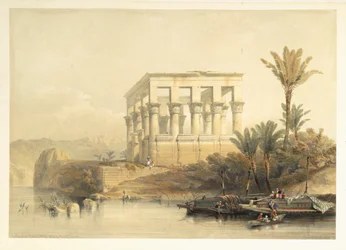 ファラオのベッドと呼ばれるフィラエのハイペトラル寺院、ルイハゲ（1806-85）のパブによって彫刻された「エジプトとヌビア」のボリュームIIのプレート65。 1849
