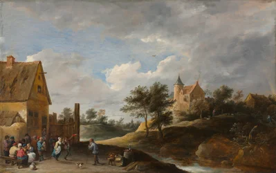 農民が踊る風景、c。 1645-1650。