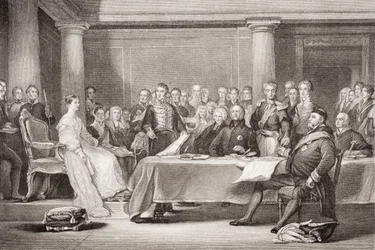 ビクトリア女王の最初の評議会、ケンジントン宮殿、1837年6月21日、「英語とスコットランドの歴史のイラスト」第II巻