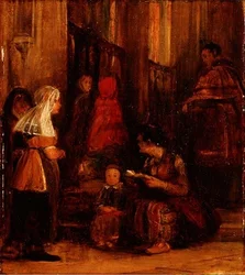 教会の中の7人の人物