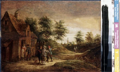 酒場前（酒場前）。 David Teniers the Young（1610-1690）による絵画。 木に油彩