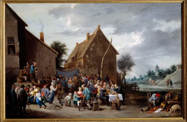 村の結婚式。ダヴィッド・テニエ2世（1610-1690）の作品とされる絵画 Ec.Flam.