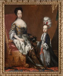 ヘドヴィグ・エレオノーラ（1636-1715）、ホルシュタイン＝ゴットルプ公女、スウェーデン王妃と、その曾孫カール・フリードリヒ（1700-1739）、ホルシュタイン＝ゴットルプ公、1704年