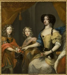 アンネ・ソフィー・オブ・デンマーク王女と2人の息子、ジョン・ジョージ4世・オブ・ザクセン（1668-1694）、フレデリック・アウグスト（アウグスト2世・ポーランド王）（1670-1733） - アンネ・ソフィー・オブ・デンマーク（1647-1717）、ザクセン選帝侯と息子のジョン・ジョージとフレデリック・アウグスト