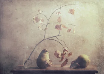 秋の洋梨の静物画
