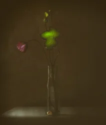 静かな花と葉