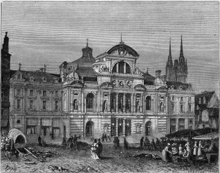 建築家リュシアン・ボトレルの設計により1871年に完成したアンジェの大劇場の外観。メーヌ・エ・ロワール (49)