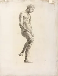 立っている男性ヌード 1906-08年頃 （紙に黒チョーク）