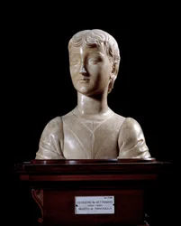 若い男 彫刻：デシデリオ・ダ・セッティニャーノ（約1430～1464） 1450～1455年 薄暗い 40x34.5cm フィレンツェ、バルジェッロ美術館