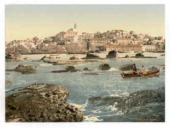 海から、ヤッファ、聖地、イスラエル、1890-1900年頃（フォトクロームプリント）