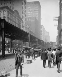 1907年頃のシカゴ、ワバッシュ通り（モノクロ写真