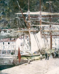 ""スペインのサン・セバスティアン(San Sebastian, San Sebastian)の港の眺め "" ダリオ・デ・レゴヨス(1875-1913)の絵画 サン・セバスティアン。サン・テルモ市立博物館