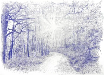 Bosque a contraluz, 2023（キャンバスにインク）