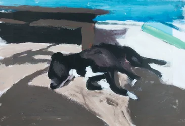 Perro en una isla 01, 2019（プリント写真にアクリル絵の具）