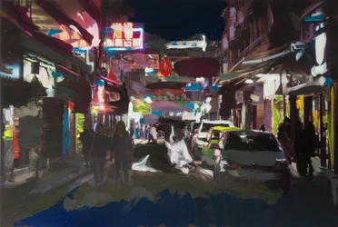 Roma fuera de escala en Hong Kong 2, 2018（プリント写真にアクリル絵の具）