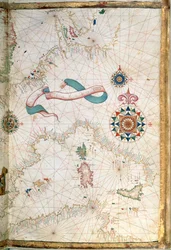 コルシカ島、サルデーニャ島、シチリア島、1565年の世界地図の詳細
