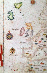 イギリスの島々、イベリア、北西アフリカ、1565年の世界地図からの詳細