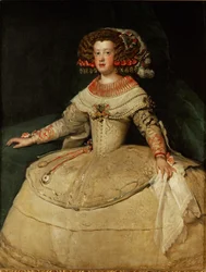 スペイン王フィリップ4世とその妻イザベラの娘マリア・テレサは、フランス王ルイ14世に嫁ぐ...（油彩・カンヴァス）