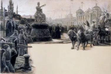 1888年にバルセロナで開催された万国博覧会のアレゴリー、Dionis Baixeras y Verdaguer（1862-1943）によるイラスト。
