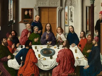Pormenor do Tríptico da Última Ceia, do Retábulo do Santíssimo Sacramento, c.1464-68 (óleo sobre painel)