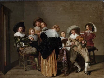 ミュージカル・パーティー - Dirck Hals (1591-1656) の絵画 - 木に油彩 - 37x50 - プラハ国立美術館