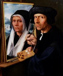 妻の肖像画を描くヤコブ・コルネリス・ファン・ウーストサネン