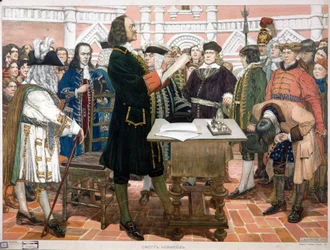 初心者のプレゼンテーション。 ツァーリ ピョートル 1 世 (1672 ～ 1725 年) は、ロシアで新しい廷臣と若い貴族を受け入れ、特定します。 ツァーリの後ろで、青いスーツを着て、腕の下に帽子をかぶっています。