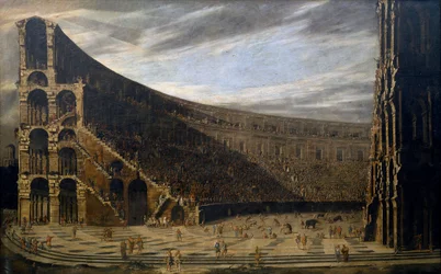 "Perspective of a Roman amphitheatre" (Coupe en perspective d