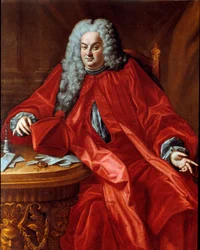 ドメニコ・カネヴァリ（1683-1745）の肖像 1742年から1744年にかけてジェネス共和国のドージェを務めた人物 ドメニコ・ボッチアルド（1686-1746）の作とされる絵画 18世紀 太陽。160x130 cm Sestri Levante, Galleria Rizzi