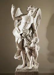 守護天使、約1724年、ドメニコ・アントニオ・ヴァッカロ（1678-1745）作、大理石の彫像、高さ190cm、サン・パオロ・マッジョーレ大聖堂の反サクリスティ、イタリア、カンパニア州ナポリ
