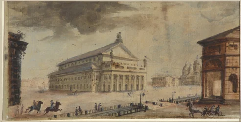 サンクトペテルブルク帝国ボリショイ・カメヌイ劇場 - ドメニコ・フェリーチェ・ラモーニ（1745-1830）。紙に水彩・白彩、1783年以前。サンクトペテルブルク国立歴史博物館